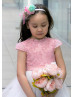 Pink Lace Scalloped Neck Flower Girl Dress